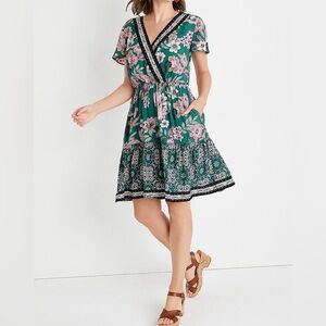 Maurices Teal Floral V Neck Mini Dress Size XS